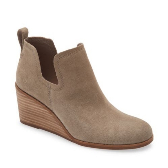 Toms Shoes - TOMS Kallie Wedge Bootie in Taupe Suede